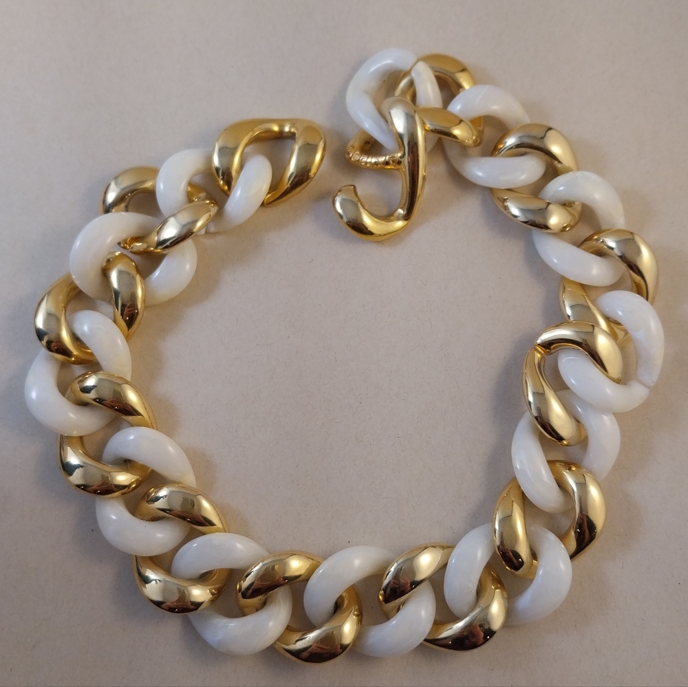 Chic Gold and White Link Necklace - Picture 4 of 12